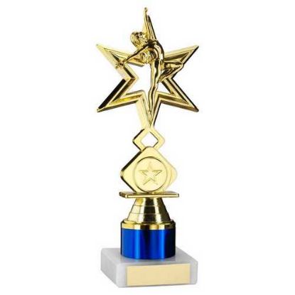Picture of Gold|blue Dance|gym Star Figure Assembled On Marble - (1" Cen|1" Tube) 8in