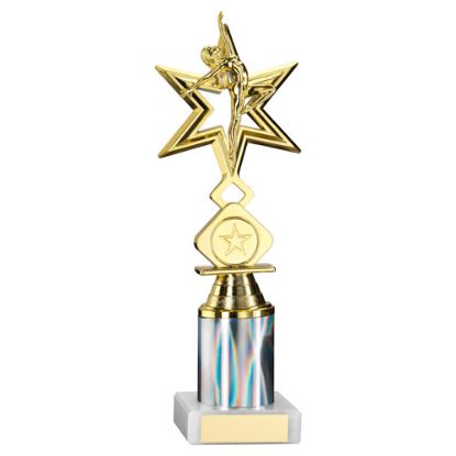 Picture of Gold|silver Dance|gym Star Figure Assembled On Marble - (1" Cen|2" Tube) 9in