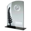 Picture of Jade Glass Plaque With Black|silver Detail With Ten Pin Insert And Plate - 7.25"