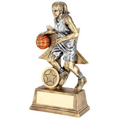 Picture of Brz~pew~orange Female Basketball Figure With Star Back With Plate (1in Cen)