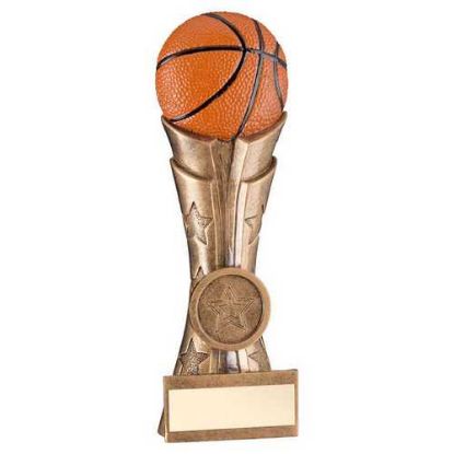 Picture of Brz~pew~orange Basketball On Fluted Flatback With Plate (1in Centre)