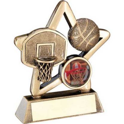 Picture of Brz~gold Basketball Mini Star With Plate (1in Centre)