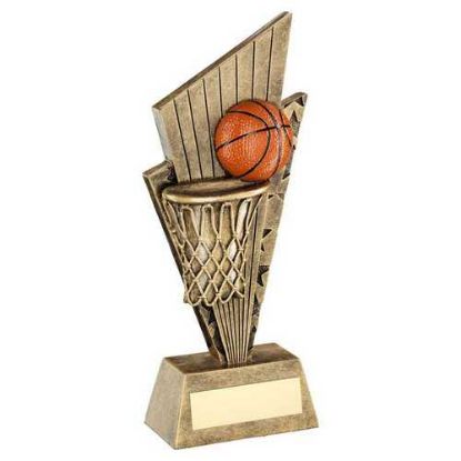 Picture of Brz~gold~orange Basketball And Net On Pointed Backdrop With Plate