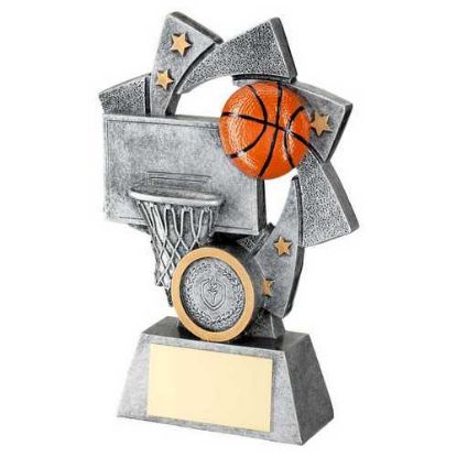 Picture of Pew~gold~orange Basketball Star Spiral With Plate (1in Centre)