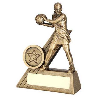 Picture of Brz~gold Female Netball Mini Figure With Plate (1in Centre)