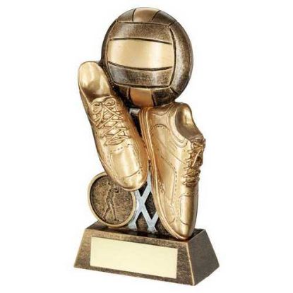 Picture of Brz~gold Flatback Netball Trainers And Ball With Plate (1in Centre)