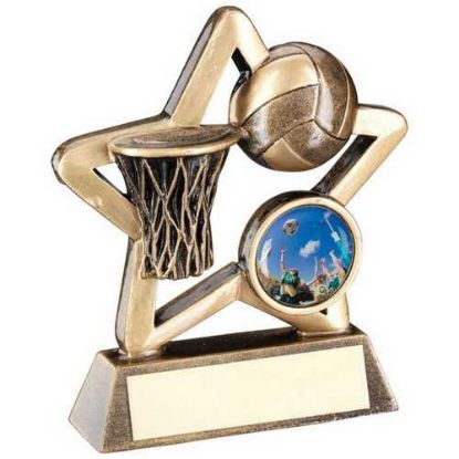Picture of Brz~gold Netball Mini Star With Plate (1in Centre)