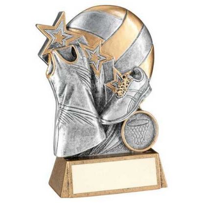 Picture of Pew~gold Netball With Shoe And Dress On Brz Base With Plate (1in Cen)