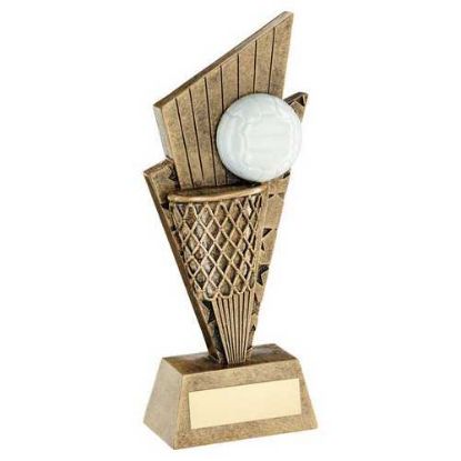 Picture of Brz~gold~white Netball And Net On Pointed Backdrop With Plate