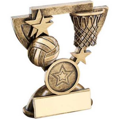 Picture of Brz~gold Netball Mini Cup With Plate (1in Centre)