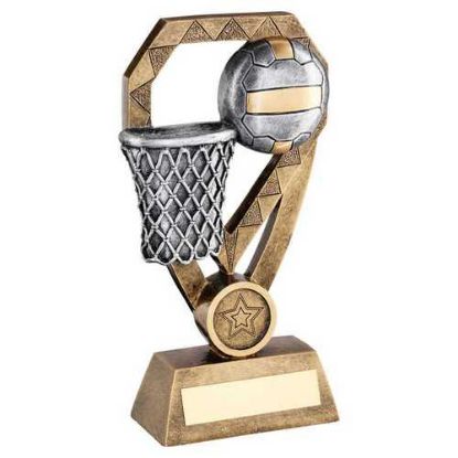 Picture of Brz~pew~gold Netball With Net On Diamond With Plate (1in Centre)
