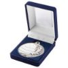 Picture of Blue Velvet Box And 50mm Netball Medal Trophy Matt Silver|silver - 3.5in