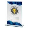 Picture of Jade|blue|silv Glass Rectangle With Silver Trim Trophy (2in Centre) - 8in