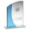 Picture of Jade|blue Glass Plaque With Silver Trim Trophy - (1in Centre) 5.25in