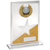 Picture of Jade|gold|silv Glass Plaque With Silv|blk Trim Trophy (1in Centre) - 8in