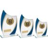 Picture of Jade|blue|gold Curved Glass With Gold|blk Wreath Trim Trophy (1in Cen) - 6.75in