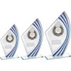 Picture of Jade|blue|silver Sail Glass With Silv|blk Wreath Trim Trophy (1in Cen) - 8in