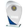Picture of Jade|blue|silv Glass With Silv|blk Trim Trophy  - (2in Centre) 8in