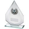 Picture of Jade|silver Diamond Glass With Silv|blk Trim Trophy (1in Centre) - 7.25in