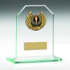 Picture of Jade Glass Rectangle Plaque With Gold|blk Wreath Trim Trophy (1in Cen) - 3.75in