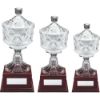 Picture of Clear Glass Cup On Wooden Base With Plate - 10.5in
