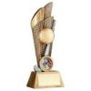 Picture of Brz|pew|gold Hockey Ball And Stick On Backdrop With Plate (1in Cen) - 5in
