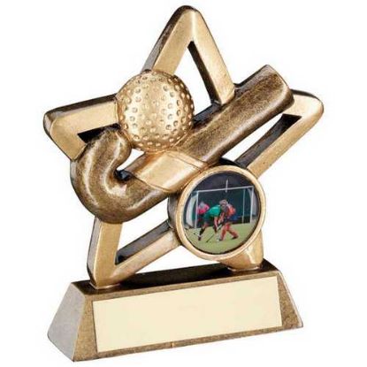 Picture of Brz~gold Hockey Mini Star With Plate (1in Centre)
