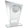 Picture of White|silver Printed Glass Plaque With Hockey Insert With Plate - 8in