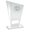 Picture of White|silver Printed Glass Plaque With Hockey Insert With Plate - 8in