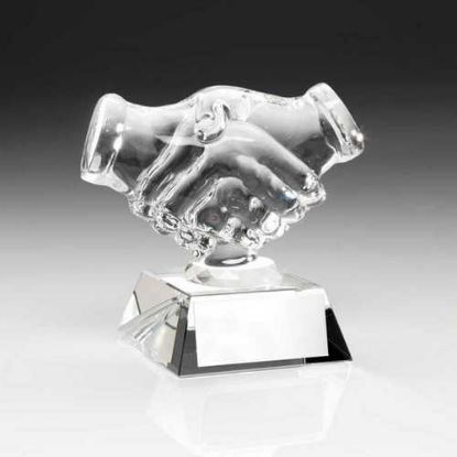 Picture of Clear Glass Handshake With Plate