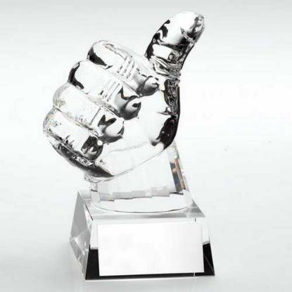 Picture of Clear Glass Thumbs Up With Plate