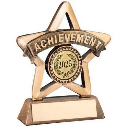 Picture of Brz~gold Resin Achievement Mini Star With Plate (1in Centre)