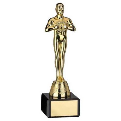 Picture of Gold Plastic Achievement Figure On Black Marble Trophy - 7.25in
