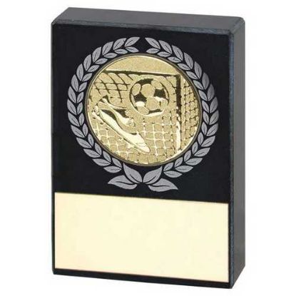 Picture of Black Marble With Silver|gold Wreath, Football Insert And Plate - 2.5x1.75in