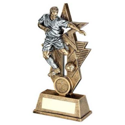 Picture of Brz|pew|gold Male Football Figure On Star Backdrop With Plate (1in Centre) - 8"