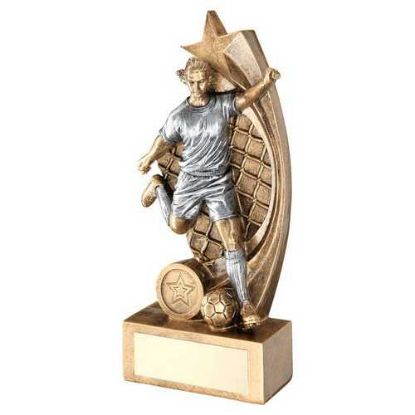 Picture of Brz|pew Female Football Figure On Star Net Backing With Plate (1in Cen) - 9in