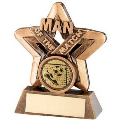 Picture of Brz|gold Man Of The Match Mini Star With Football Insert And Plate - 3.75in