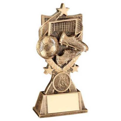 Picture of Brz~gold Football 3 Star Wreath Series With Plate (1in Centre)
