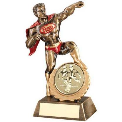Picture of Brz~gold~red Resin Hero Award With Male Football Insert And Plate