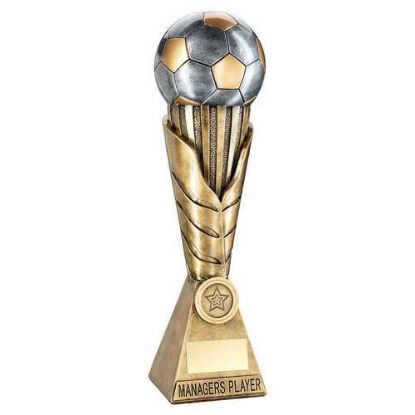 Picture of Brz~pew~gold Football On Leaf Column With Plate (1in Cen) Managers Player