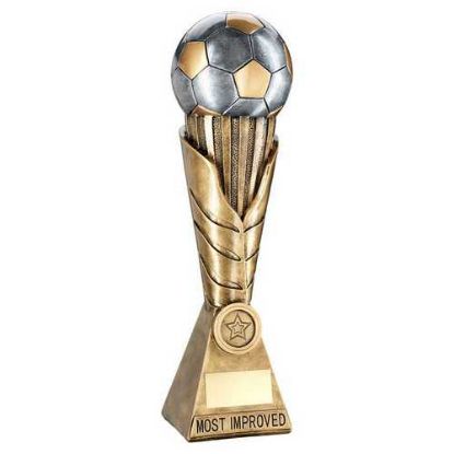 Picture of Brz~pew~gold Football On Leaf Column With Plate (1in Cen) Most Improved