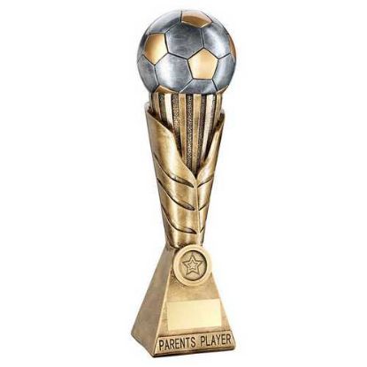 Picture of Brz~pew~gold Football On Leaf Column With Plate (1in Cen) Parents Player