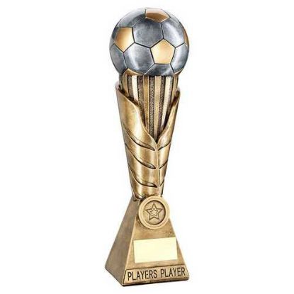 Picture of Brz~pew~gold Football On Leaf Column With Plate (1in Cen) Players Player