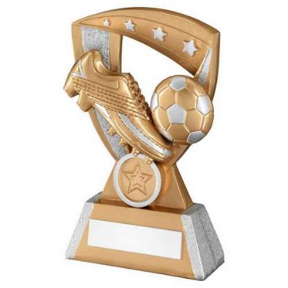 Picture of Gold~silver Football And Boot On 4 Star Shield With Plate (1in Centre)