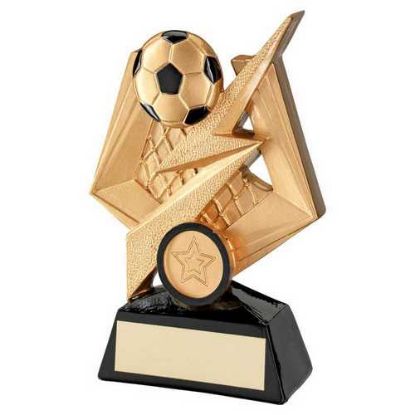Picture of Gold~black Football On Bolt Pentagon With Plate (1in Centre)