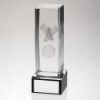 Picture of Clear Glass Lasered Football Column On Black Base With Plate - 7.5in