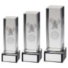Picture of Clear Glass Lasered Football Column On Black Base With Plate - 7.5in