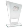 Picture of White|silver Printed Glass Plaque With Football Insert And Plate - 8in