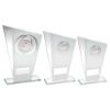 Picture of White|silver Printed Glass Plaque With Football Insert And Plate - 8in