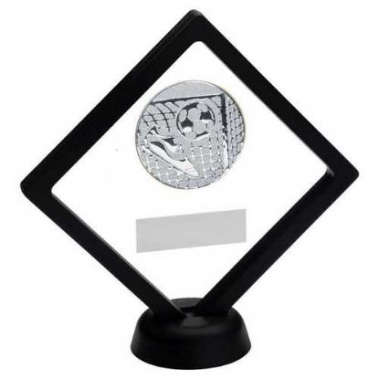 Picture of Black~clear Plastic Box With Football Insert Trophy Silver